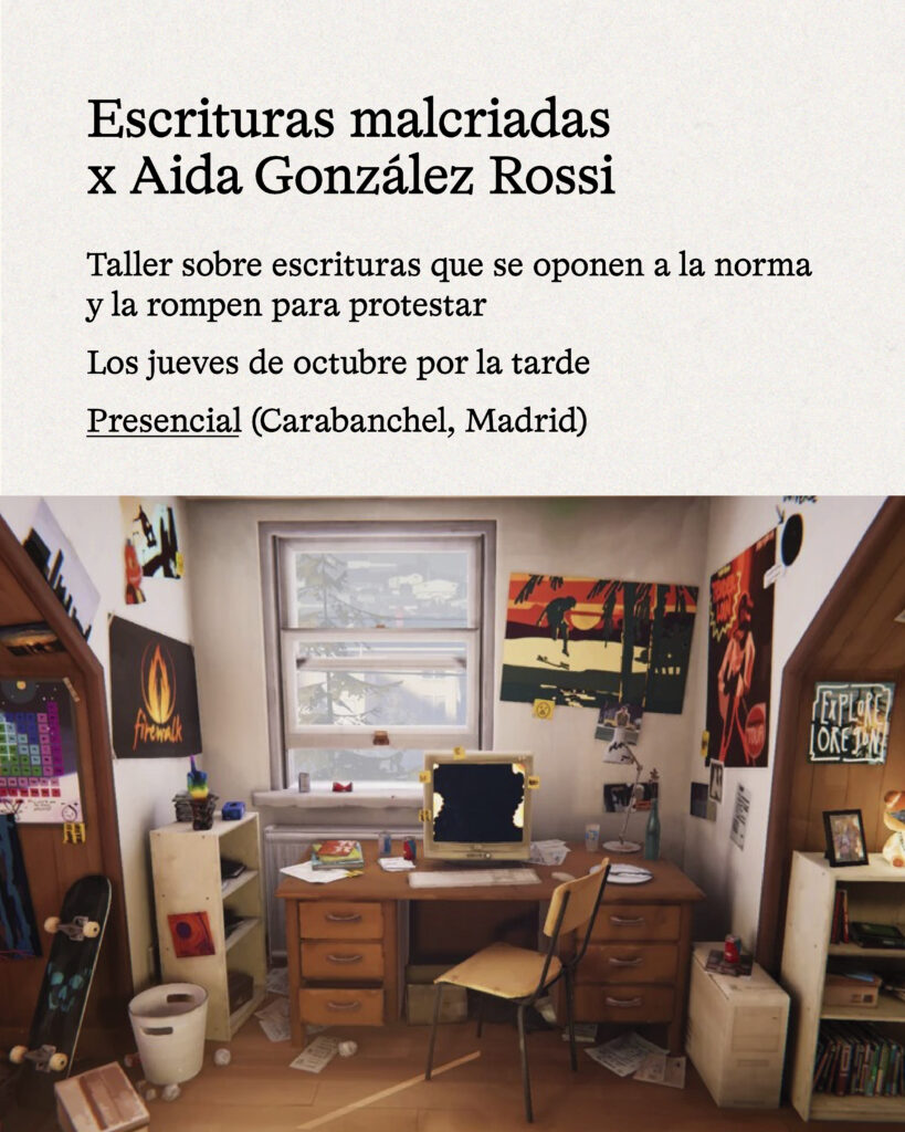 Taller presencial: escrituras malcriadas con Aida González Rossi